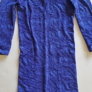 Cobalt Blue dress with Navy blue flower patterned Bodycon Dress